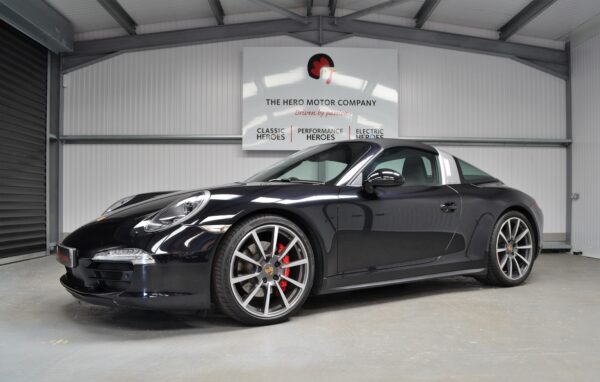 Nearside exterior of Jet Black Porsche Targa.