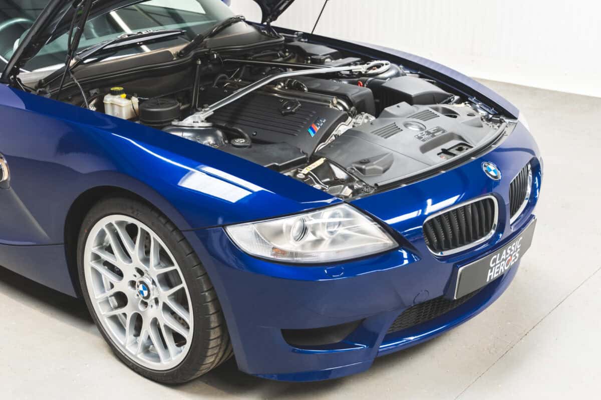 Engine bay on BMW E86 Z4 M Coupe.