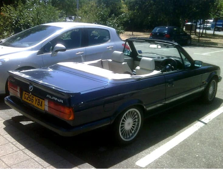 E30 325i ragtop with roof down.