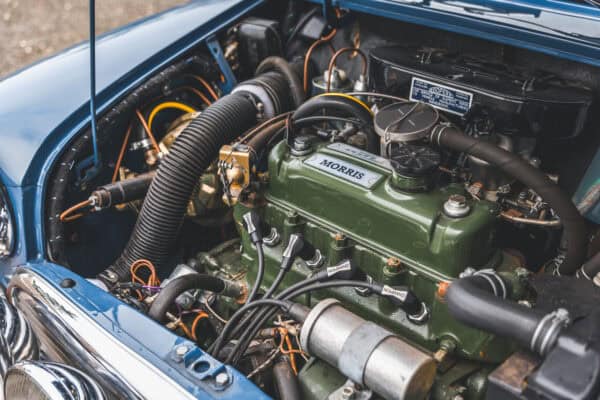 Engine bay of Morris Mini Cooper S.