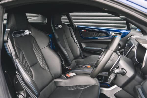 Black leather interior of Renault Alpine.