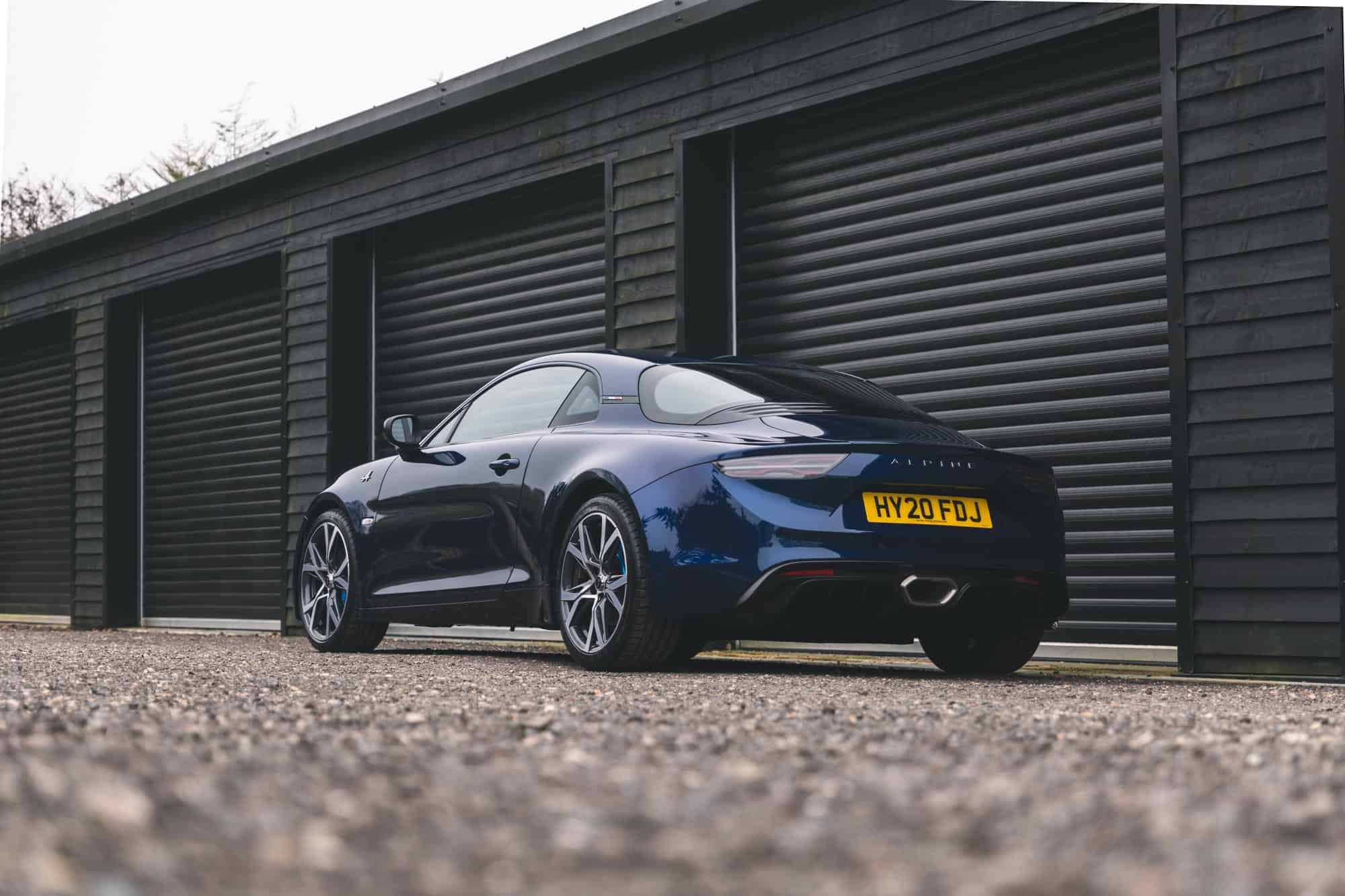 Rear exterior of Abysse Blue Renault Alpine.