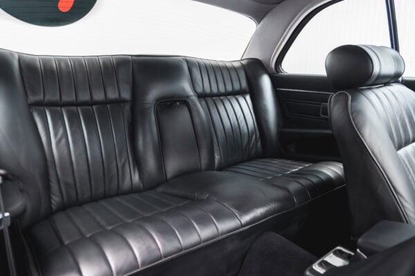 Black nappa leather rear seats in Jaguar XJC V12 Coupe Sports Saloon.