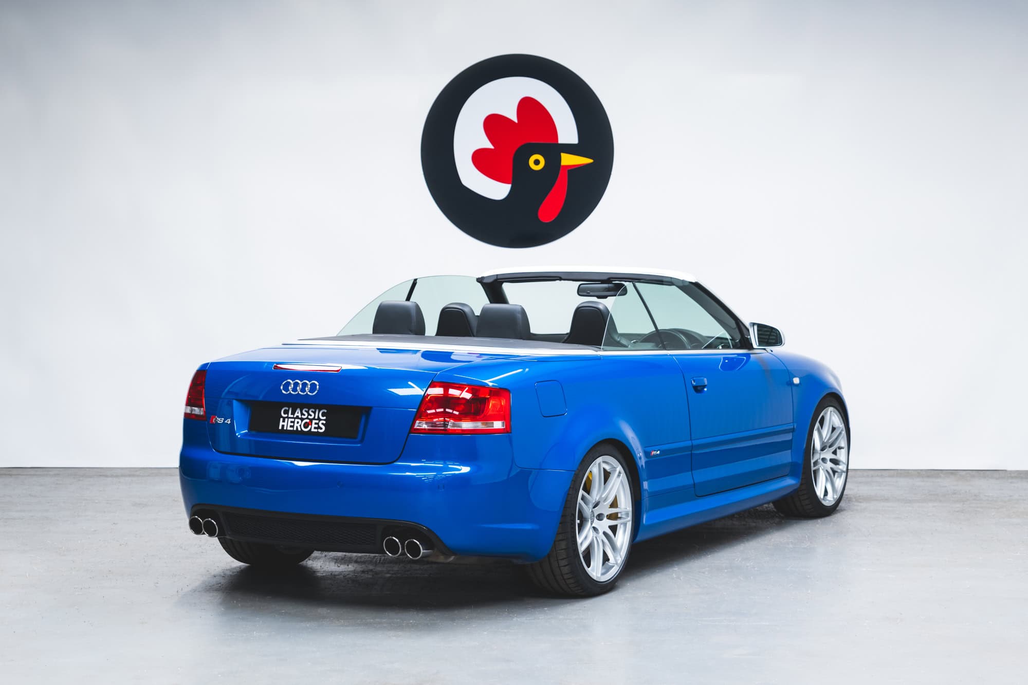 Rear view of Audi RS4 B7 Cabriolet Sprint Blue Supercharged.