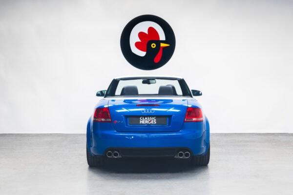 Rear view of Audi RS4 B7 Cabriolet Sprint Blue Supercharged.