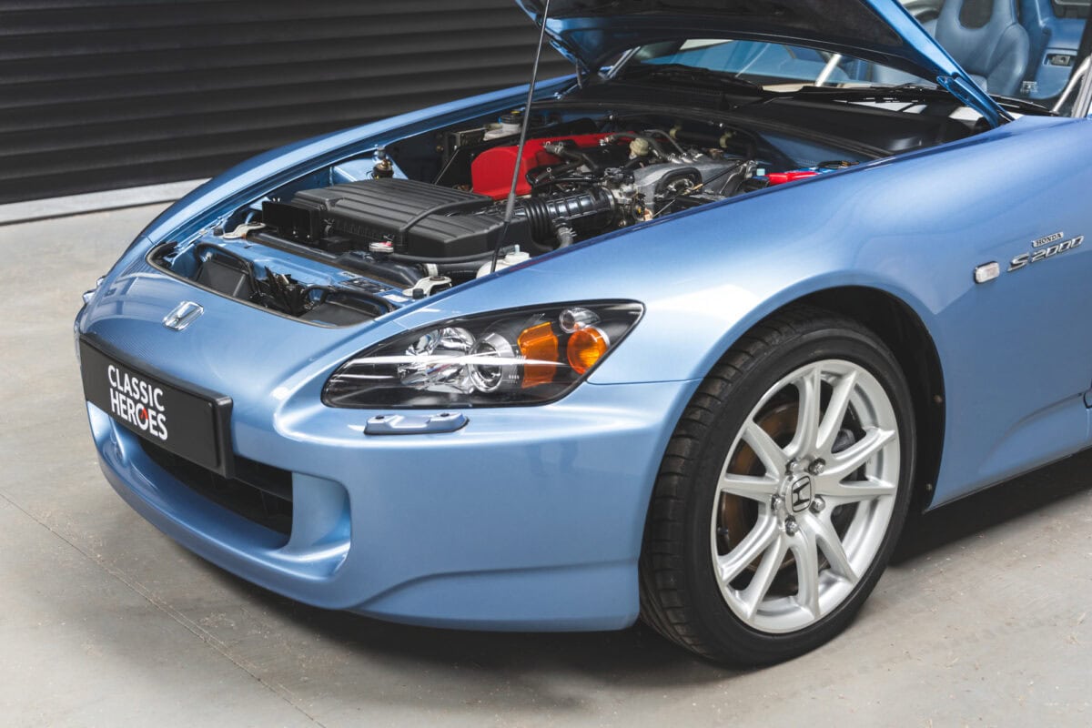 Engine bay on Nurburgring Blue Metallic Honda S2000.