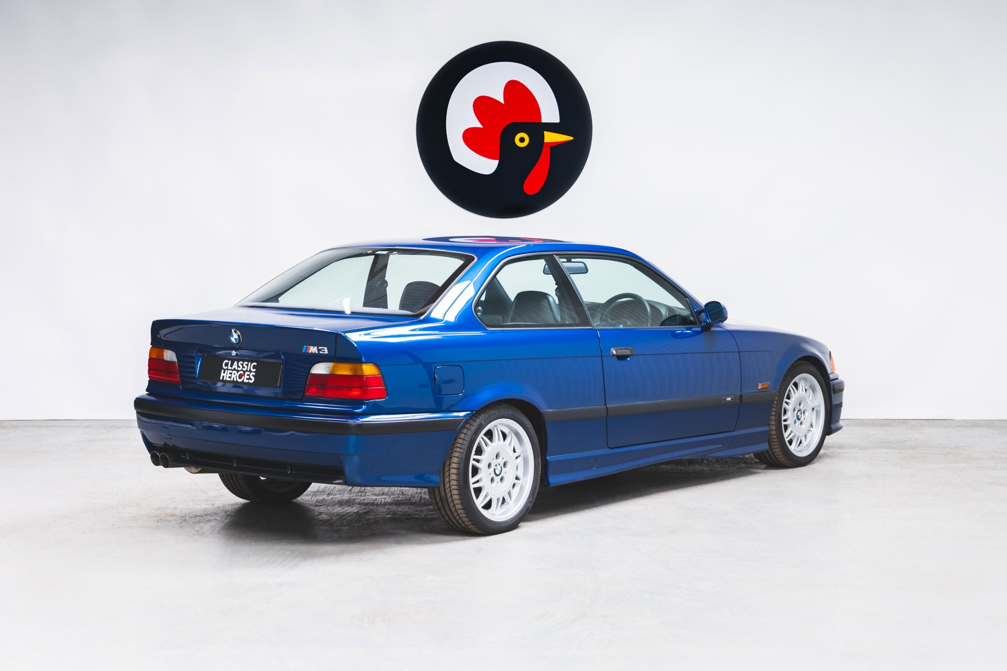 Offside exterior view on BMW E36 M3 Avus Blue Metallic.