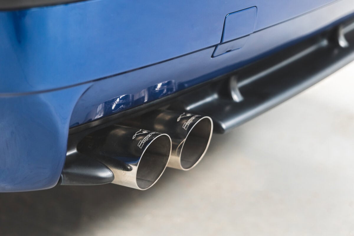 Supersprint exhaust on BMW E36 M3 Avus Blue Metallic.