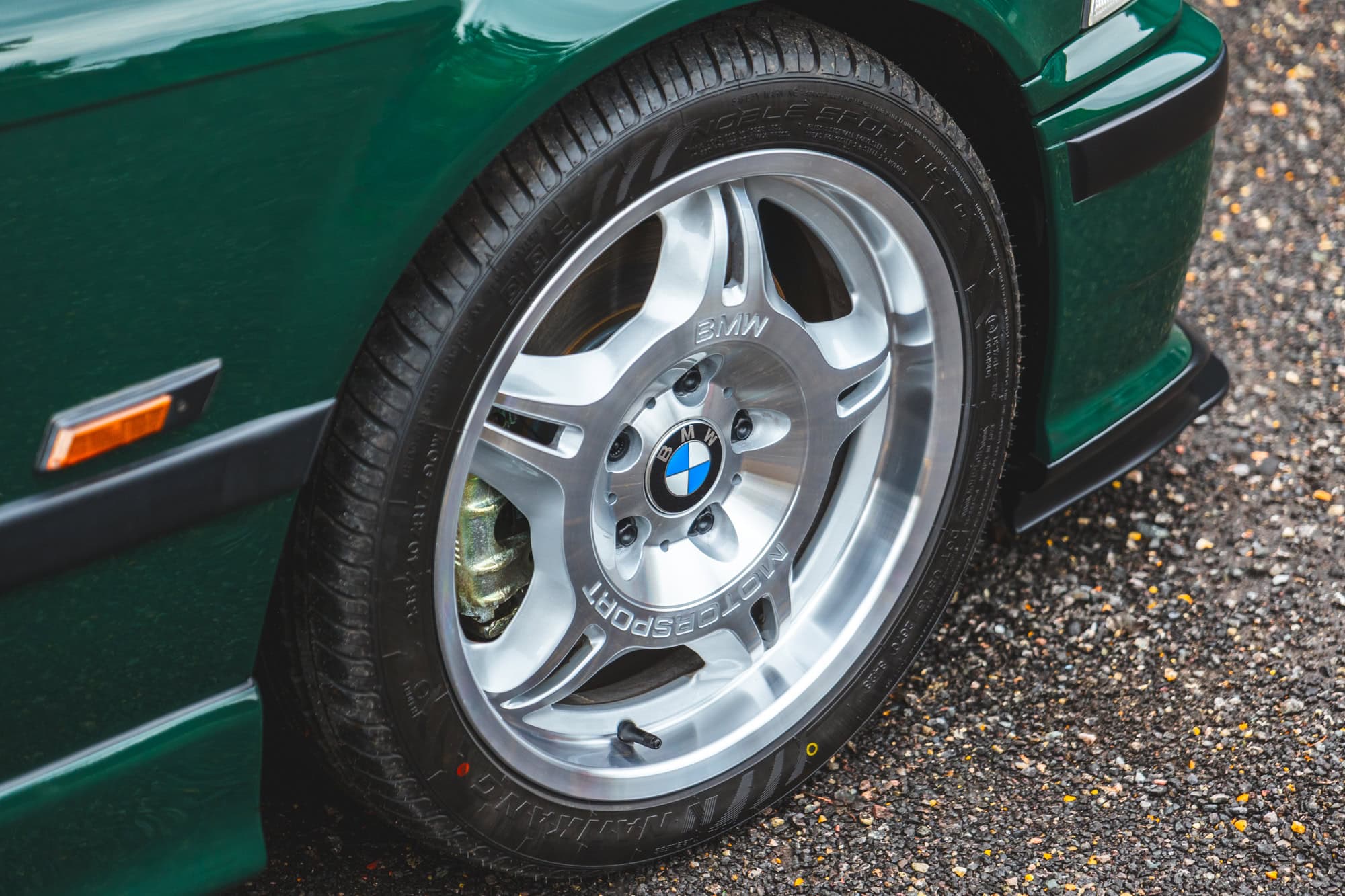 A highly polished alloy wheel from a BMW E36 M3 GT after a professional wheel refurb.