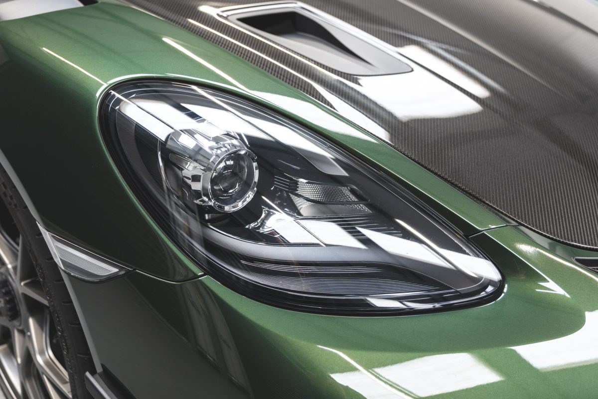 Headlight on Porsche GT4 RS Oak Green Weissach.