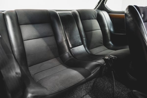 Rear seats in a BMW 3.0 E9 CSL Fjord Blue.