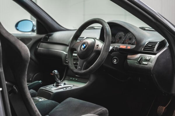 Alcantara steering wheel from a BMW E46 M3 CSL.