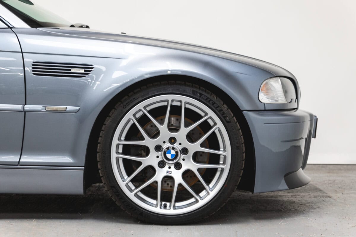 Close up detail of a genuine E46 M3 CSL alloy wheel.