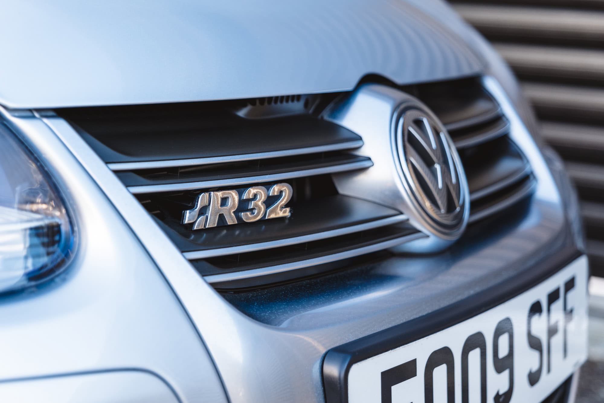 Front grill and R32 badge on Volkswagen Golf R32 Hero Collection