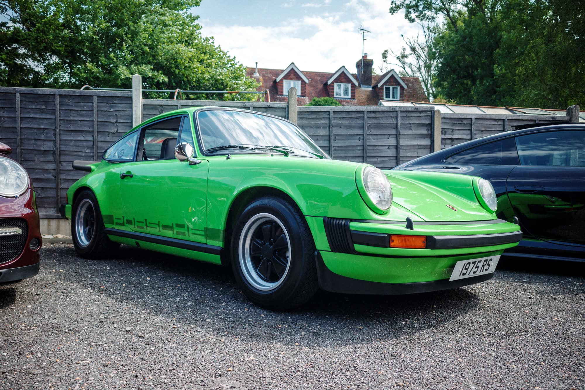 A lime green Porsche 930 MFI at the hero motor company open day.