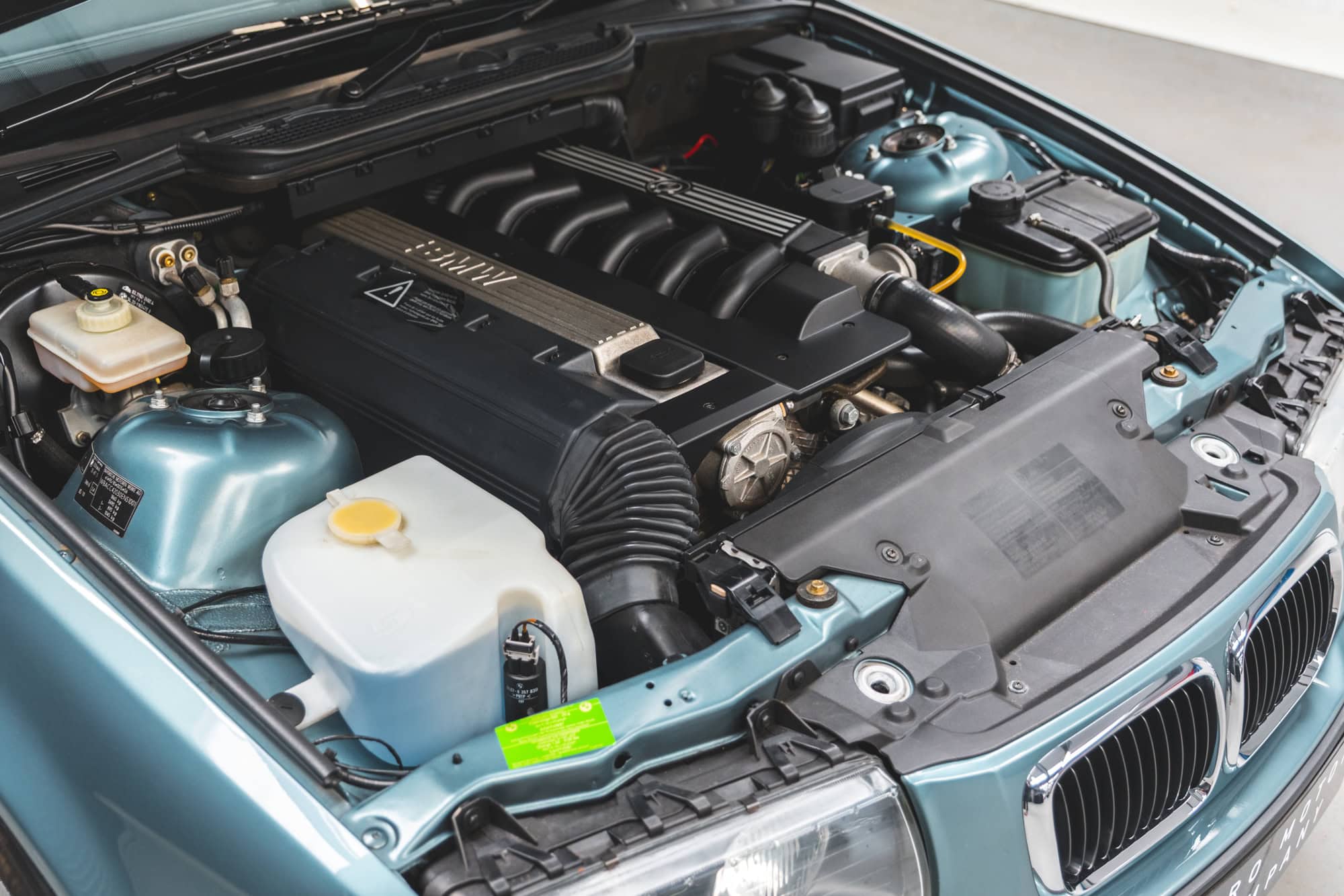 View of engine bay on BMW 1997 E36 523 TDS