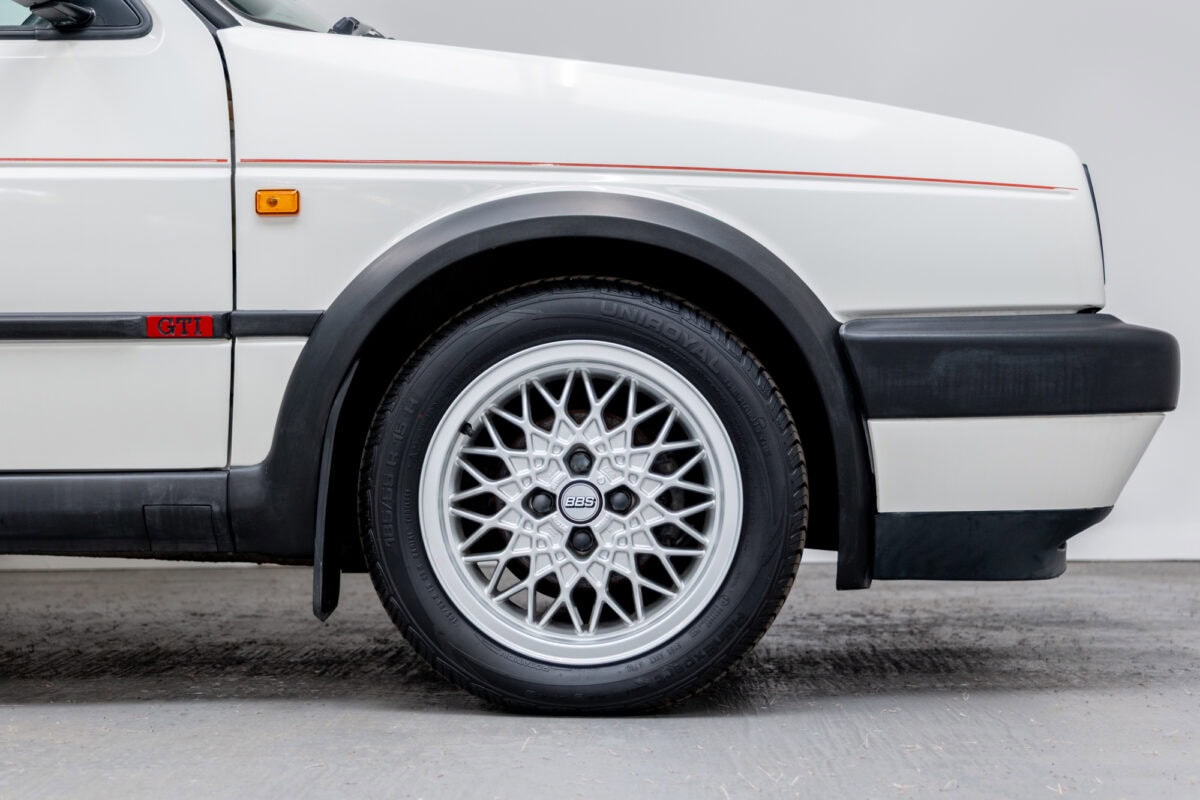 Close up view of offside alloy wheel on a VW Golf GTI MK2 5 Door 8V