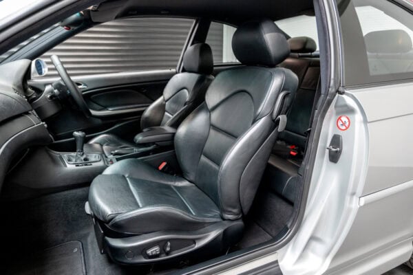 Nearside view of black leather of BMW E46 M3