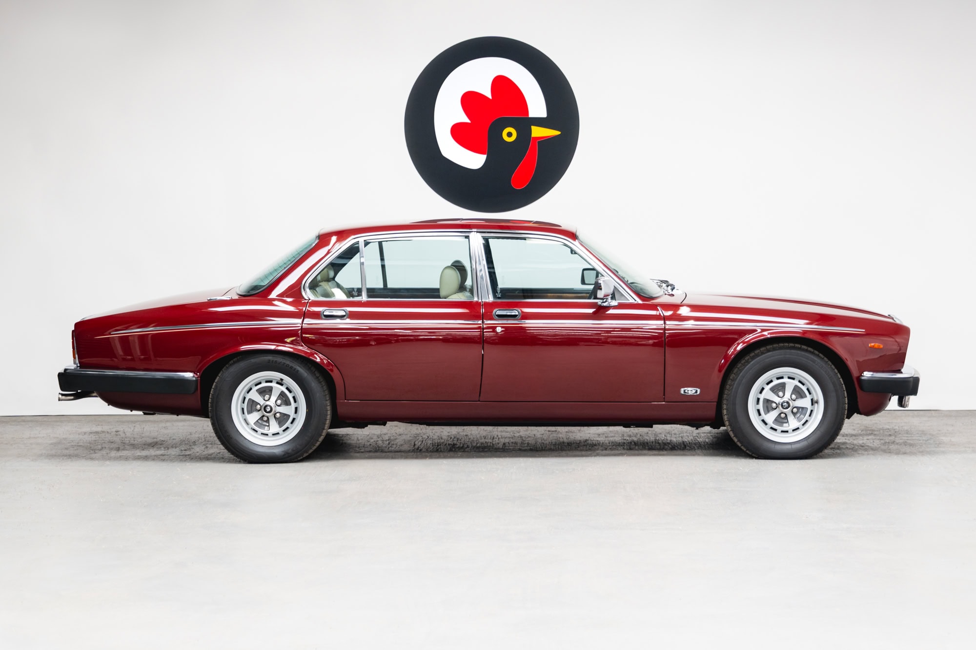 Offside exterior view of 1985 Daimler Double Six Bordeaux Red Series 3 Saloon V12