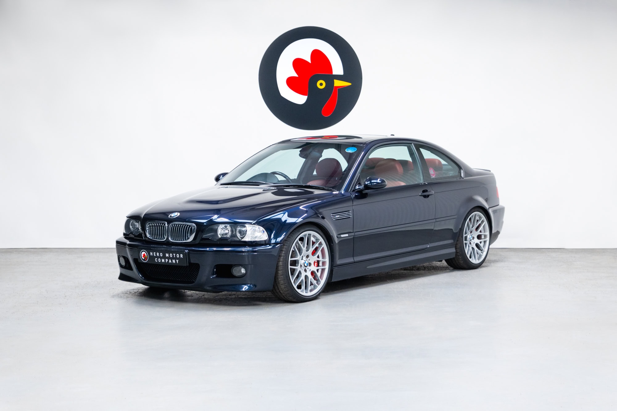 Front nearside exterior view of BMW E46 M3 in carbon black with CSL alloy wheels and AP Racing brake Kit on Ohlins suspension with Karbonius CSL Carbon Airbox.