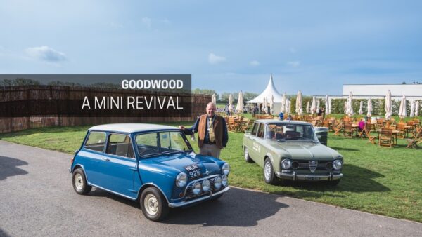 A blue Mini Cooper S at Goodwood Revival.